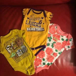 3 baby girl onesies Lakers, Juicy Couture, Lakers
